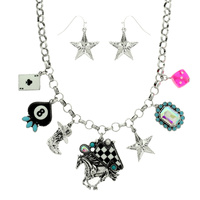 WESTERN JEWELED MULTI CHARM NECKLACE SET