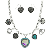 WESTERN THEME HEART PENDANT NECKLACE SET