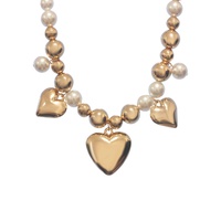 PUFFY HEART PENDANT PEARL NECKLACE