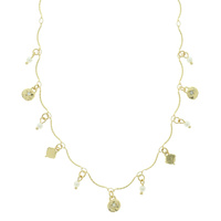 LOCK AND DISC JEWELED NECKLACE