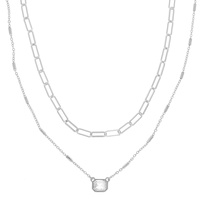 DUAL STRAND EMERALD CUT CRYSTAL PENDANT NECKLACE