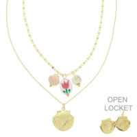 SEASHELL THEMED LOCKET NECKLACE