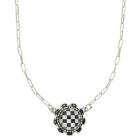 WESTERN ROUND CHECKER PENDANT NECKLACE