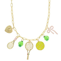 TENNIS THEME ENAMEL MULTI-CHARM NECKLACE