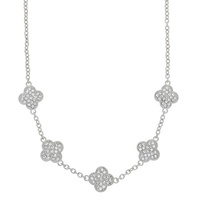 RHINESTONE CLOVER STATION NECKLACE