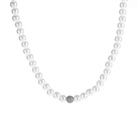 CZ PAVE SPHERE PEARL NECKLACE