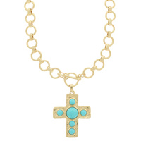 JEWELED CROSS TOGGLE NECKLACE