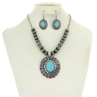 OVAL STONE TEAR DROP WESTERN NK SET