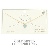 GOLD PLATED CZ HEART PENDANT NECKLACE