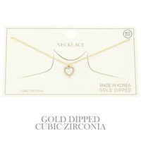 GOLD PLATED CZ HEART PENDANT NECKLACE