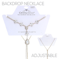 RHINESTONE FLOWER SLIDER BACK DROP NECKLACE