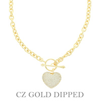 GOLD PLATED CZ HEART CHARM NECKLACE