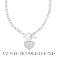 GOLD PLATED CZ HEART CHARM NECKLACE