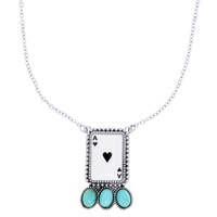 WESTERN ACE CARD TURQUOISE THEME NECKLACE