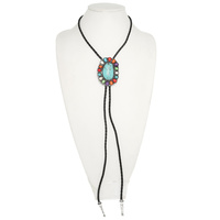 WESTERN TURQUOISE CONCHO BOLO NECKLACE