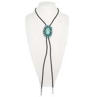 WESTERN TURQUOISE CONCHO BOLO NECKLACE