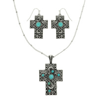 WESTERN FILIGREE CROSS NECKLACE SET