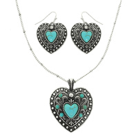WESTERN FILIGREE HEART NECKLACE SET