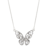 RHINESTONE BUTTERFLY PENDANT NECKLACE