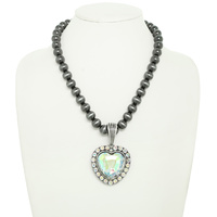 WESTERN HEART CRYSTAL PENDANT NECKLACE
