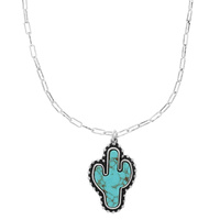 WESTERN CACTUS PENDANT NECKLACE