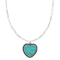 WESTERN TURQUOISE HEART PENDANT NECKLACE