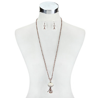 SQUASH BLOSSOM TQ PENDANT NECKLACE SET 27"+3"EXT