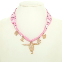 WESTERN BRAIDED FABRIC CHARM NECKLACE