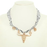 WESTERN BRAIDED FABRIC CHARM NECKLACE