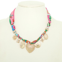 COLORFUL FABRIC CHARM NECKLACE
