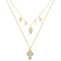 MULTI LAYER CROSS CHARM NECKLACE
