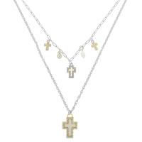MULTI LAYER CROSS CHARM NECKLACE