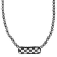 WESTERN CHECKER BAR PENDANT NECKLACE