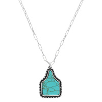 WESTERN TURQUOISE CATTLE TAG NECKLACE