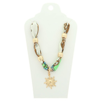 BRAIDED BANDANA SUN PENDANT NECKLACE