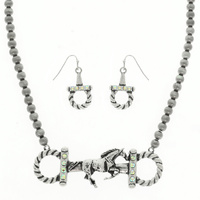 WESTERN HORSEBIT MUSTANG NECKLACE SET