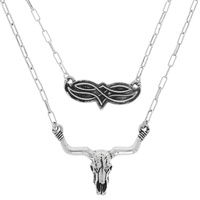 WESTERN LONGHORN LAYERED NECKLACE SET