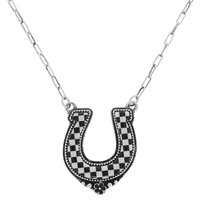 WESTERN CHECKERED HORSESHOE NECKLACE