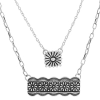 WESTERN FLOWER BAR LAYERED NECKLACE