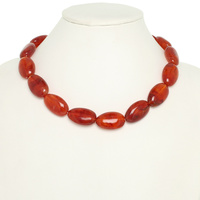 MARBLED OVAL STONE BEAD NECKLACE