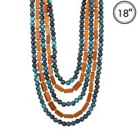 LAYERED WOOD STONE BEAD NECKLACE
