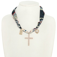 SCARF PEARL CROSS NECKLACE