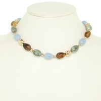MARBLE OVAL BEAD NECKLACE