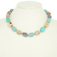 MUTLI COLOR STONE BEAD NECKLACE