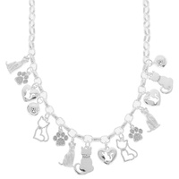 CAT THEME MULTI CHARM NECKLACE