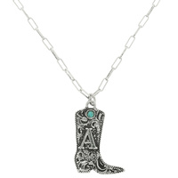 WESTERN COWBOY BOOT INITIAL NECKLACE