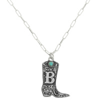 WESTERN COWBOY BOOT INITIAL NECKLACE