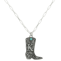 WESTERN COWBOY BOOT INITIAL NECKLACE