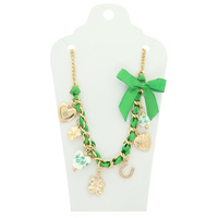 LUCKY CHARM GREEN RIBBON NECKLACE