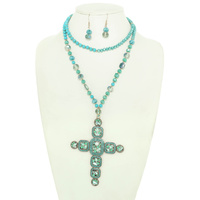 CROSS BEADED PENDANT NECKLACE SET